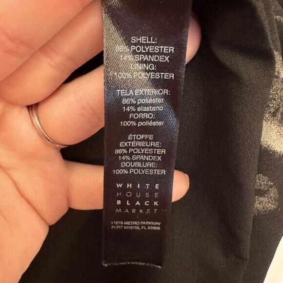 White House Black Market Size 12 Black Floral Bell Sleeve Vneck Shift Dress - Picture 5 of 5